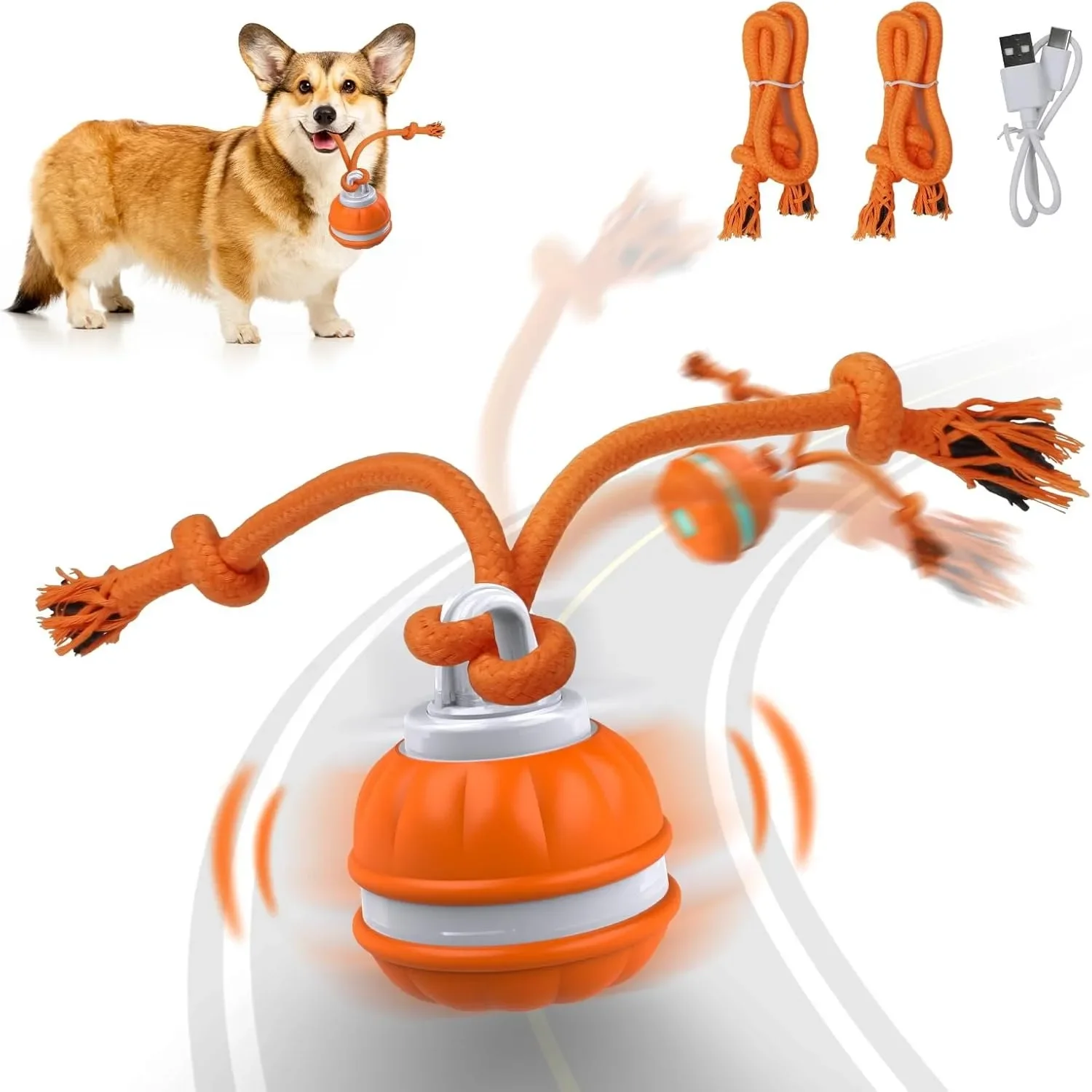 Automatic Moving Dog Ball - كرة للحيوانات الأليفة، لعبة تفاعلية للكلاب،
