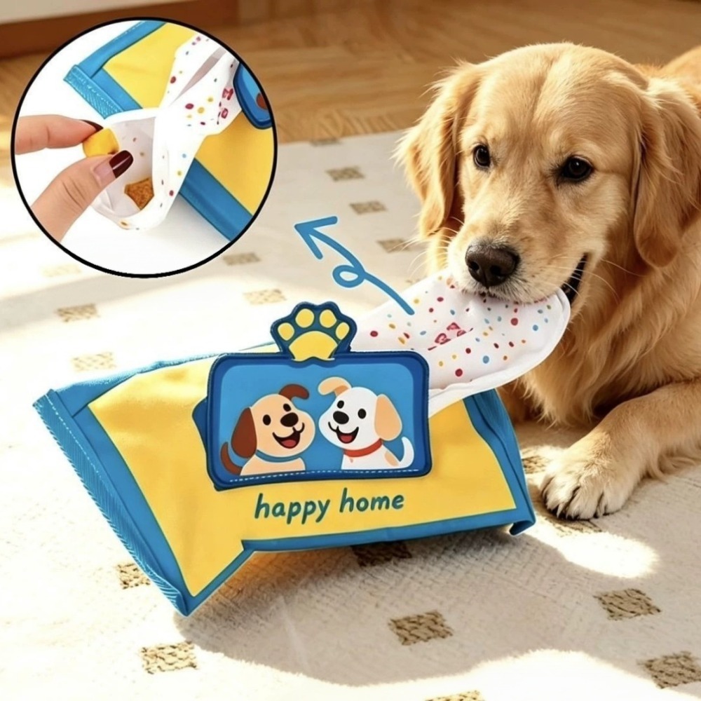 Interactive Squeaky Plush Dog Toy - لعبة صندوق مناديل للحيوانات الأليفة، متينة
